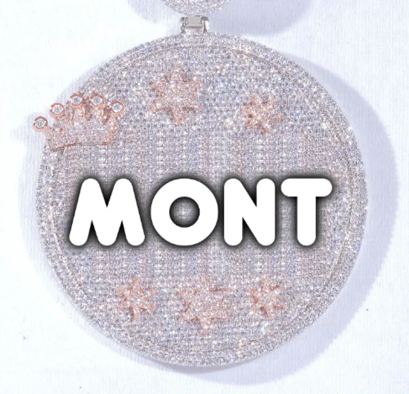 CUSTOM LETTER NECKLACE 3D BIG CROWN DISC sold by The GUU Shop