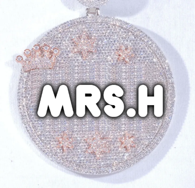 CUSTOM LETTER NECKLACE 3D BIG CROWN DISC sold by The GUU Shop