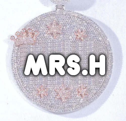 CUSTOM LETTER NECKLACE 3D BIG CROWN DISC sold by The GUU Shop