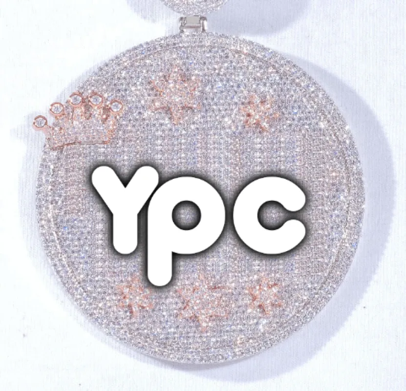 CUSTOM LETTER NECKLACE 3D BIG CROWN DISC sold by The GUU Shop