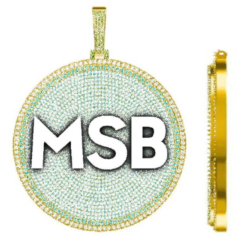 CUSTOM LETTER NECKLACE 3D BIG DISC sold by The GUU Shop