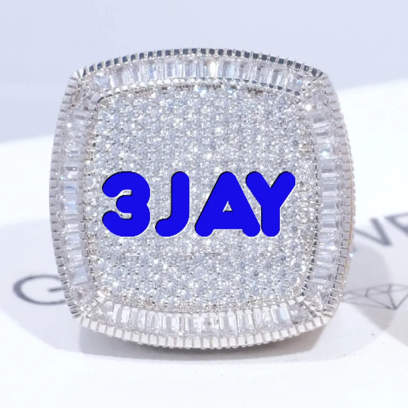 CUSTOM LETTER 3D ICED RING sold by The GUU Shop