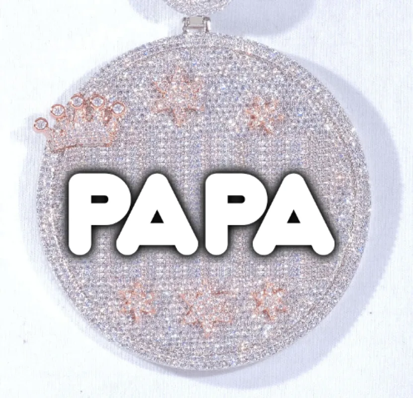 CUSTOM LETTER NECKLACE 3D BIG CROWN DISC sold by The GUU Shop