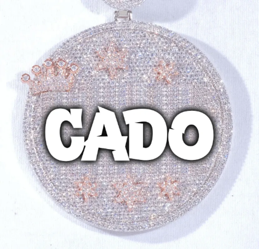 CUSTOM LETTER NECKLACE 3D BIG CROWN DISC sold by The GUU Shop