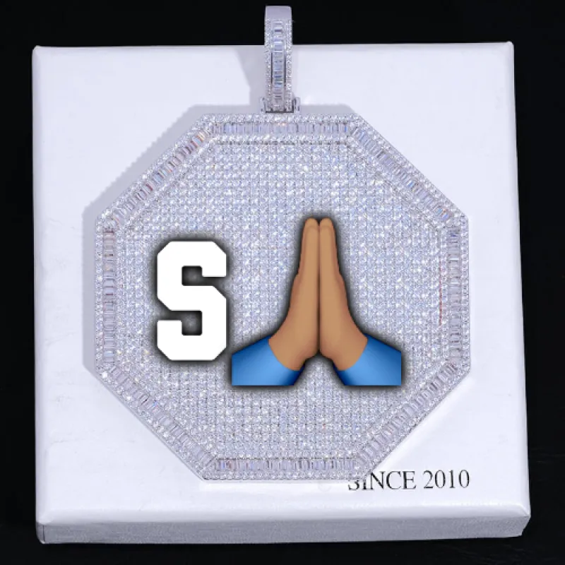 CUSTOM LETTER NECKLACE 3D BIG OCTAGON sold by The GUU Shop