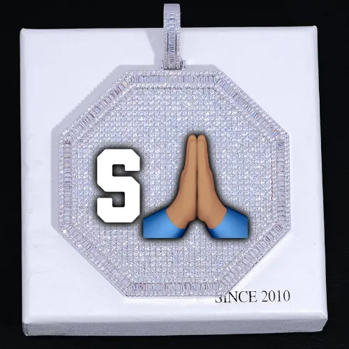 CUSTOM LETTER NECKLACE 3D BIG OCTAGON sold by The GUU Shop