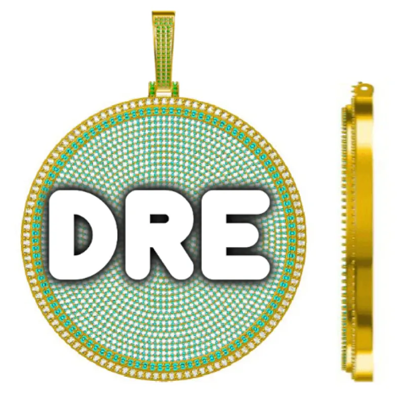 CUSTOM LETTER NECKLACE 3D BIG DISC sold by The GUU Shop