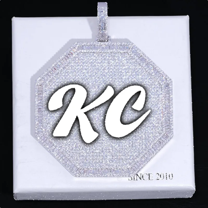 CUSTOM LETTER NECKLACE 3D BIG OCTAGON sold by The GUU Shop