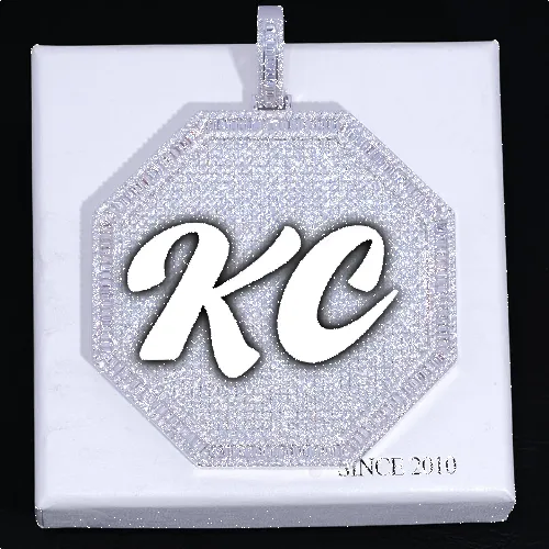 CUSTOM LETTER NECKLACE 3D BIG OCTAGON sold by The GUU Shop