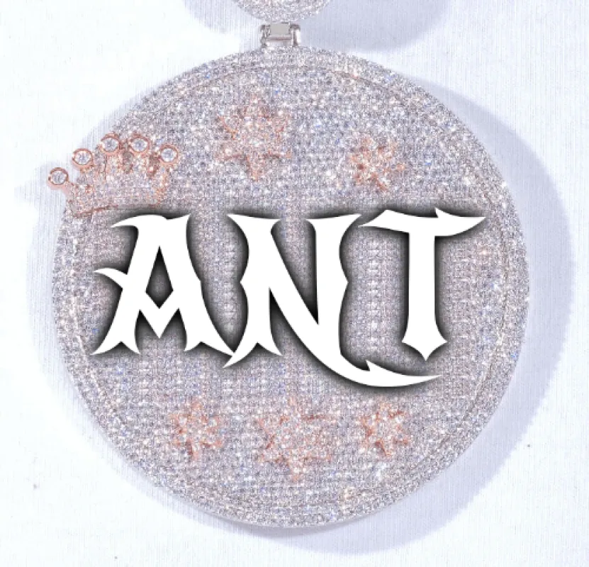 CUSTOM LETTER NECKLACE 3D BIG CROWN DISC sold by The GUU Shop