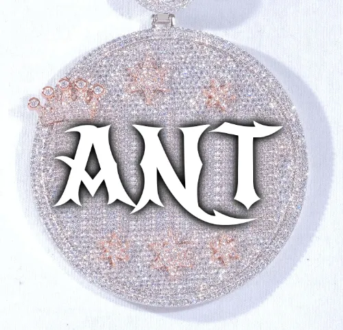 CUSTOM LETTER NECKLACE 3D BIG CROWN DISC sold by The GUU Shop