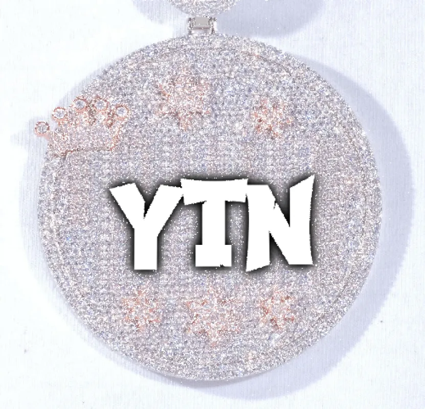 CUSTOM LETTER NECKLACE 3D BIG CROWN DISC sold by The GUU Shop