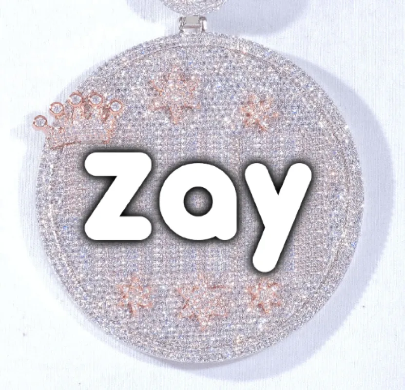 CUSTOM LETTER NECKLACE 3D BIG CROWN DISC sold by The GUU Shop