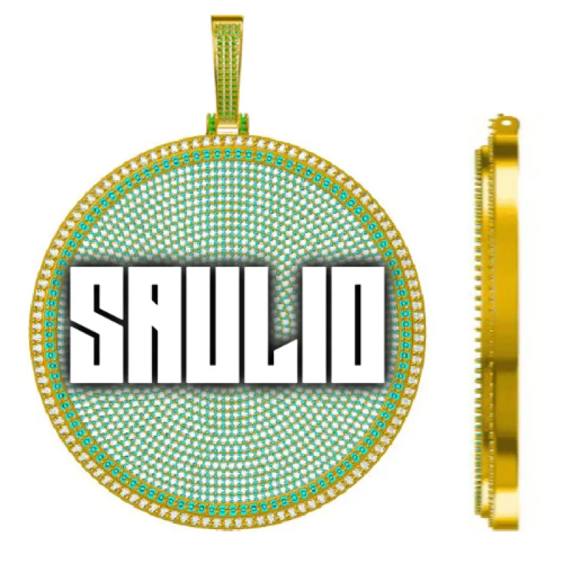 CUSTOM LETTER NECKLACE 3D BIG DISC sold by The GUU Shop