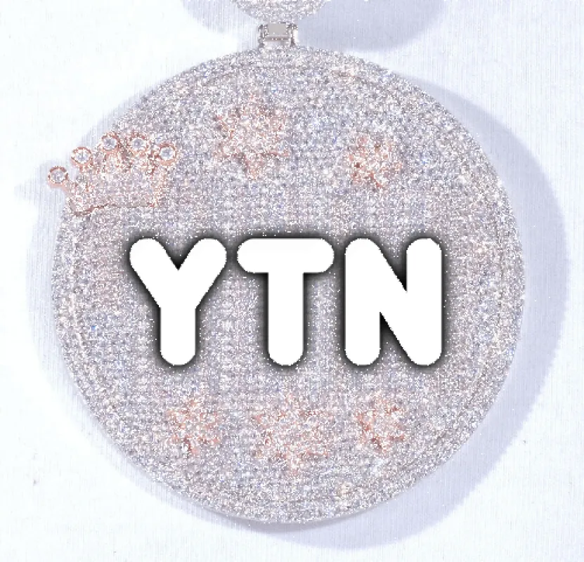 CUSTOM LETTER NECKLACE 3D BIG CROWN DISC sold by The GUU Shop