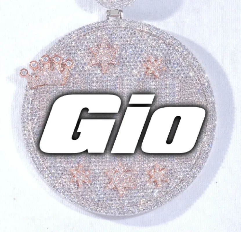 CUSTOM LETTER NECKLACE 3D BIG CROWN DISC sold by The GUU Shop