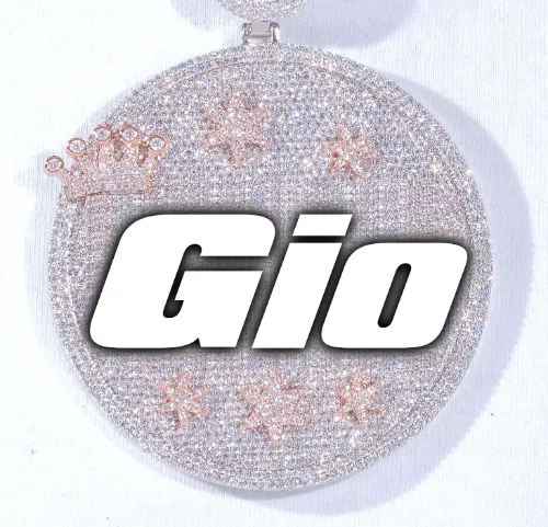 CUSTOM LETTER NECKLACE 3D BIG CROWN DISC sold by The GUU Shop