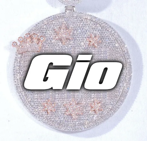 CUSTOM LETTER NECKLACE 3D BIG CROWN DISC sold by The GUU Shop