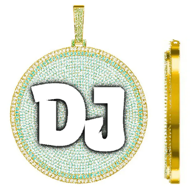 CUSTOM LETTER NECKLACE 3D BIG DISC sold by The GUU Shop