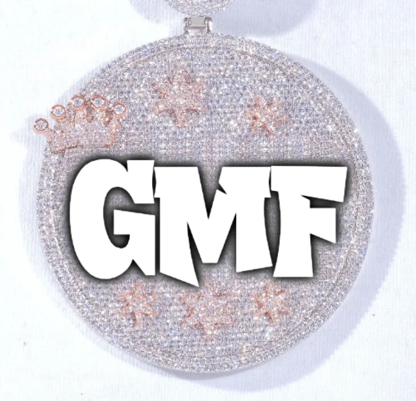 CUSTOM LETTER NECKLACE 3D BIG CROWN DISC sold by The GUU Shop