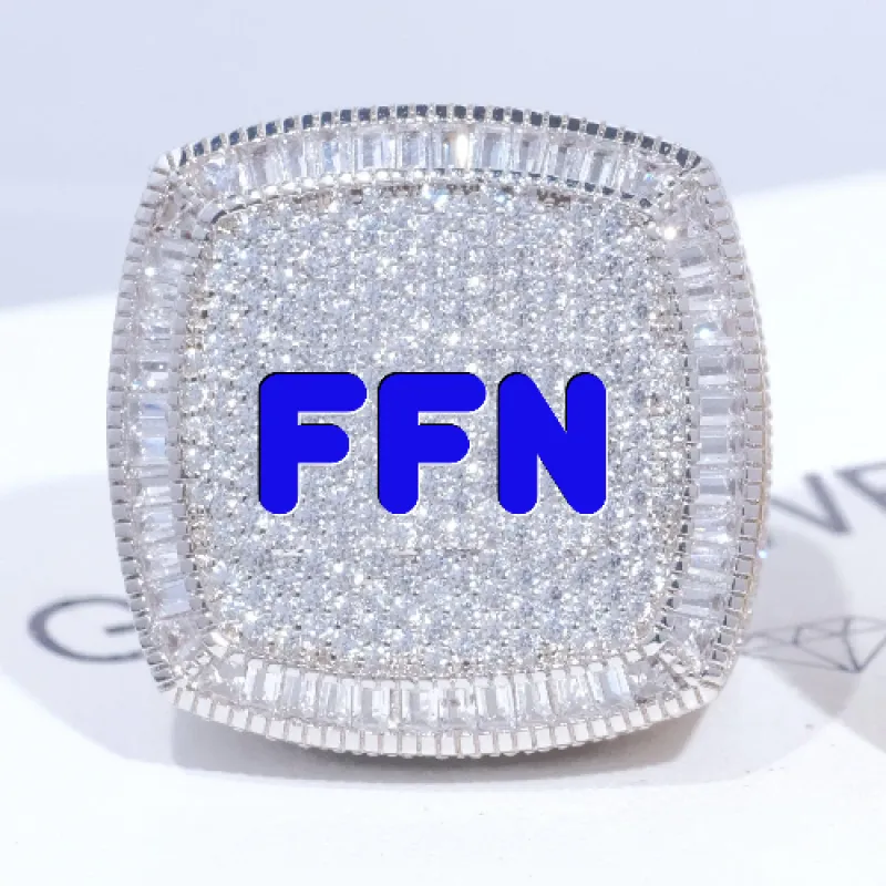 CUSTOM LETTER 3D ICED RING sold by The GUU Shop