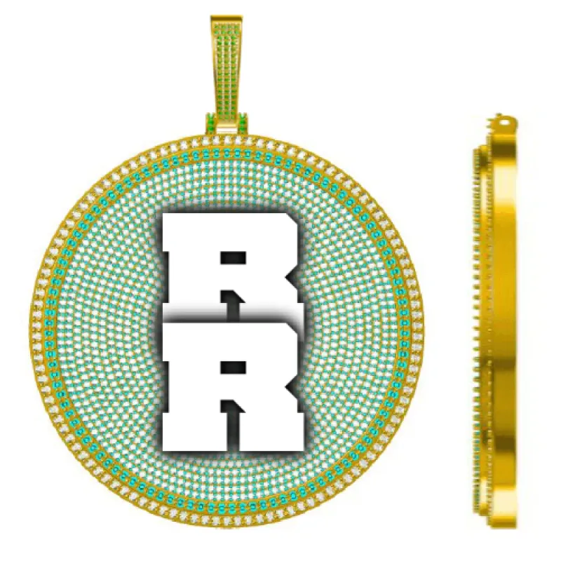 CUSTOM LETTER NECKLACE 3D BIG DISC sold by The GUU Shop