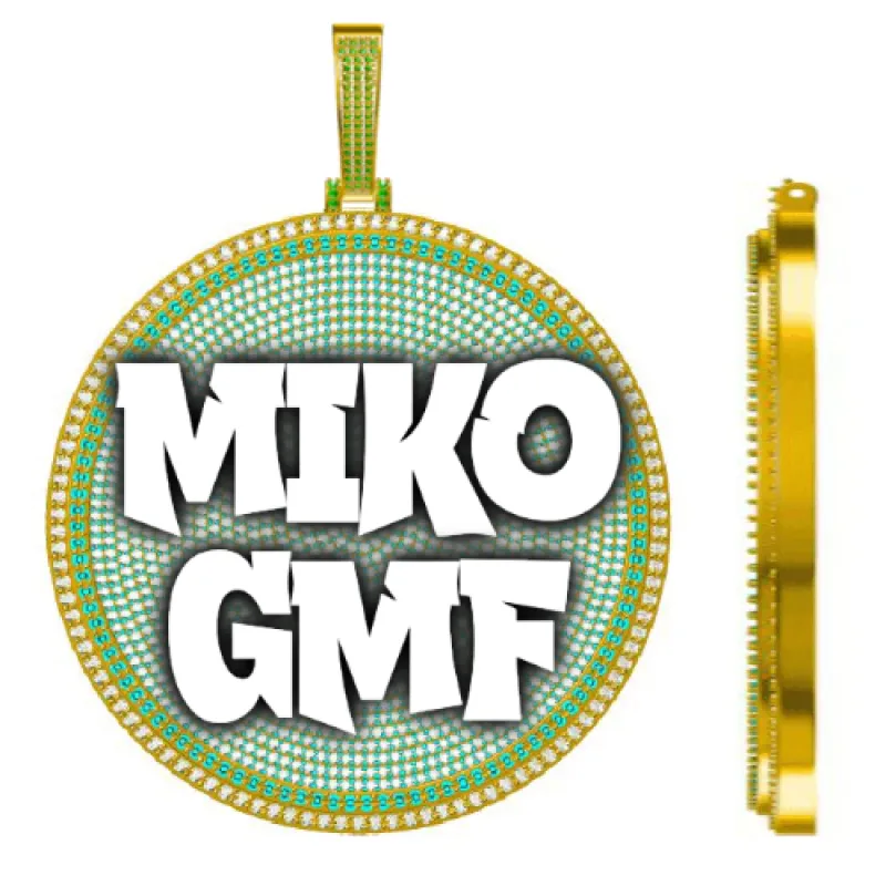 CUSTOM LETTER NECKLACE 3D BIG DISC sold by The GUU Shop