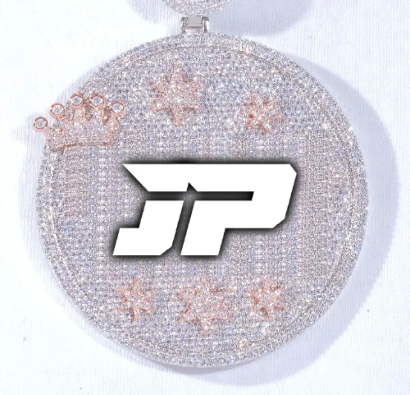 CUSTOM LETTER NECKLACE 3D BIG CROWN DISC sold by The GUU Shop