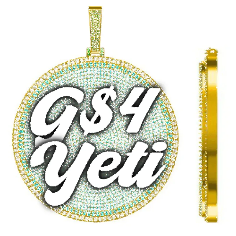 CUSTOM LETTER NECKLACE 3D BIG DISC sold by The GUU Shop