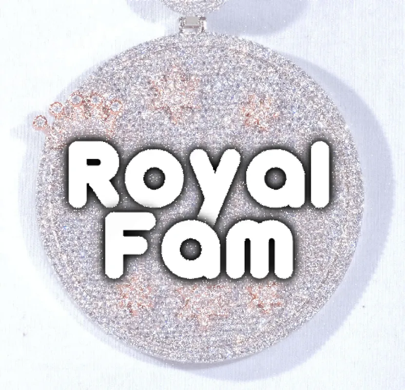 CUSTOM LETTER NECKLACE 3D BIG CROWN DISC sold by The GUU Shop