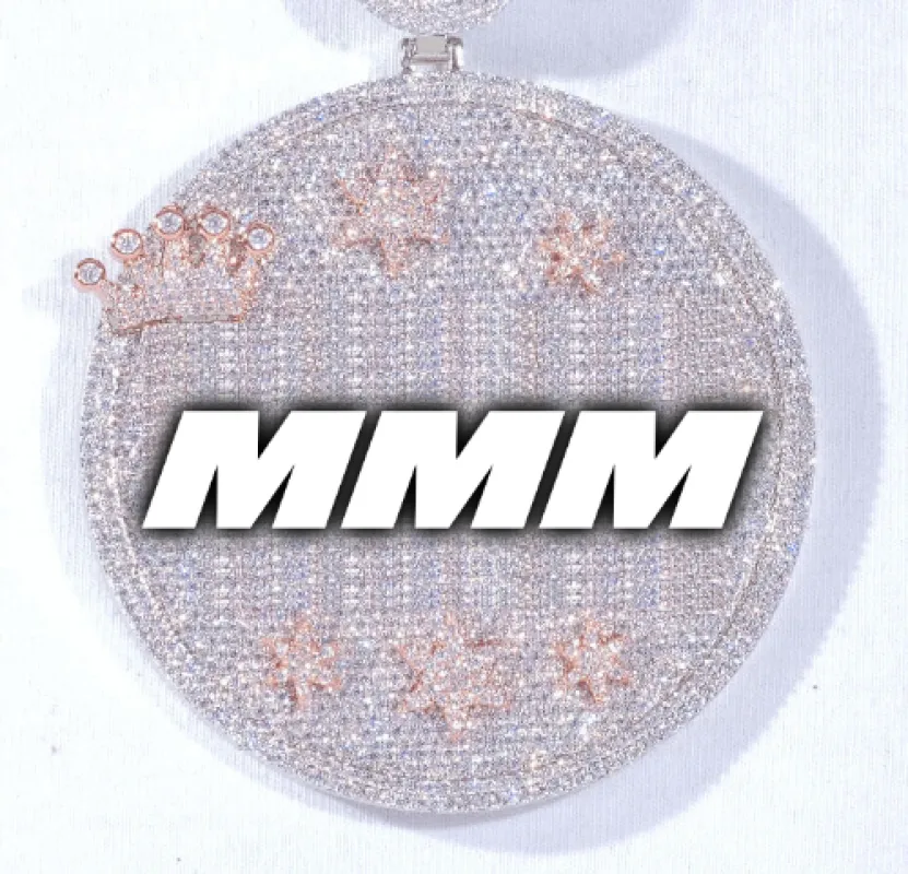 CUSTOM LETTER NECKLACE 3D BIG CROWN DISC sold by The GUU Shop