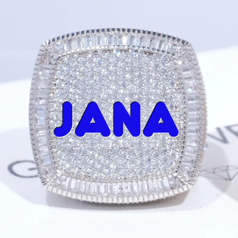 CUSTOM LETTER 3D ICED RING sold by The GUU Shop