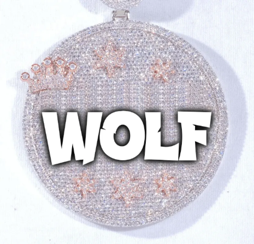 CUSTOM LETTER NECKLACE 3D BIG CROWN DISC sold by The GUU Shop