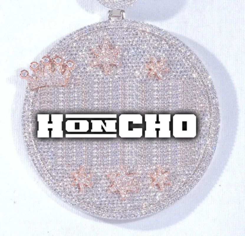 CUSTOM LETTER NECKLACE 3D BIG CROWN DISC sold by The GUU Shop