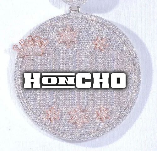 CUSTOM LETTER NECKLACE 3D BIG CROWN DISC sold by The GUU Shop