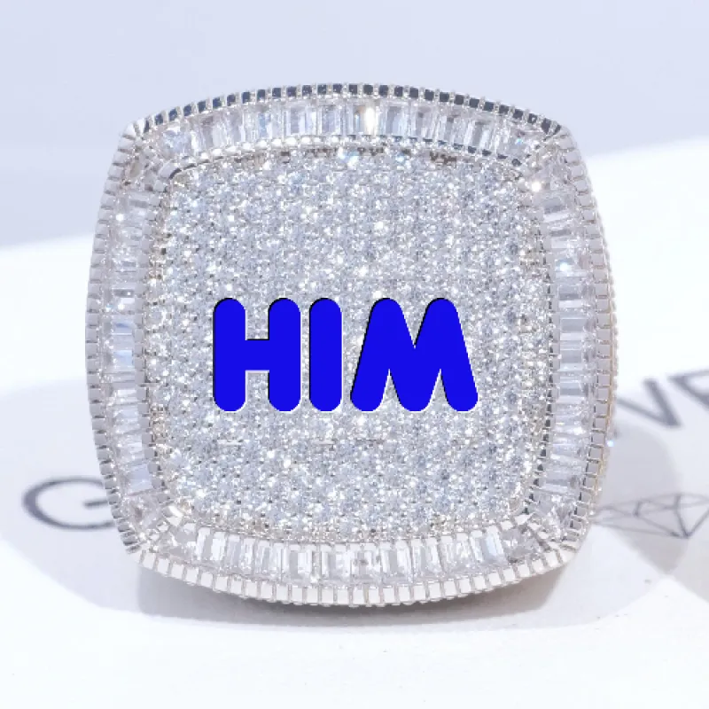 CUSTOM LETTER 3D ICED RING sold by The GUU Shop