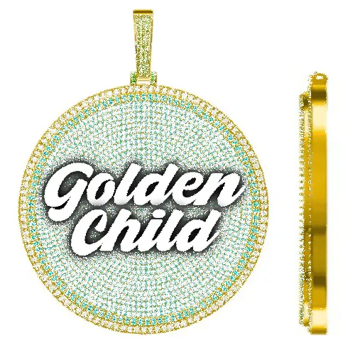 CUSTOM LETTER NECKLACE 3D BIG DISC sold by The GUU Shop