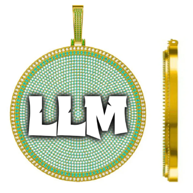 CUSTOM LETTER NECKLACE 3D BIG DISC sold by The GUU Shop