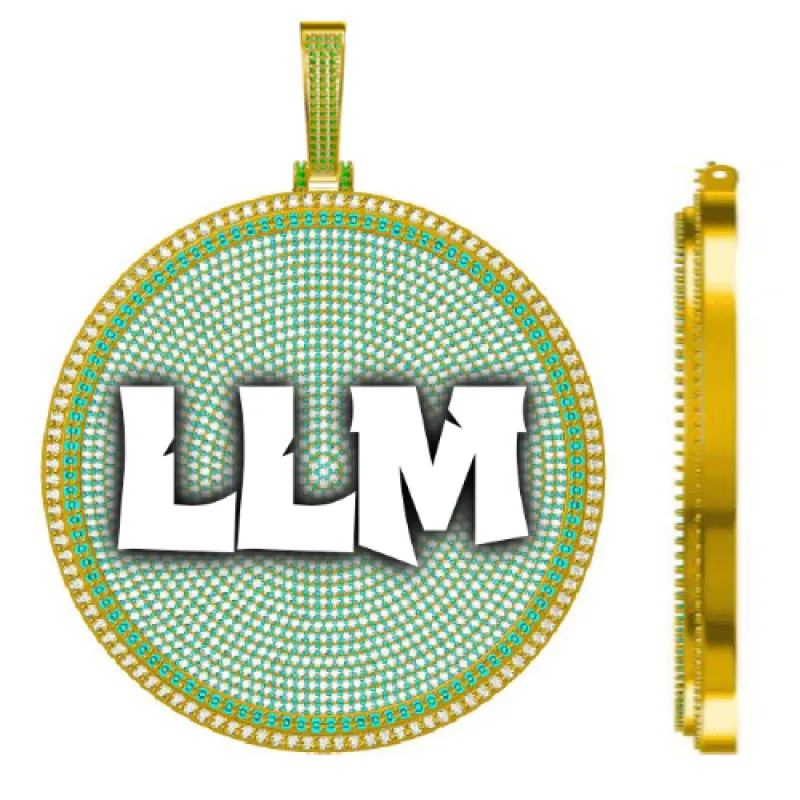 CUSTOM LETTER NECKLACE 3D BIG DISC sold by The GUU Shop