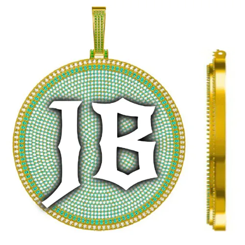 CUSTOM LETTER NECKLACE 3D BIG DISC sold by The GUU Shop