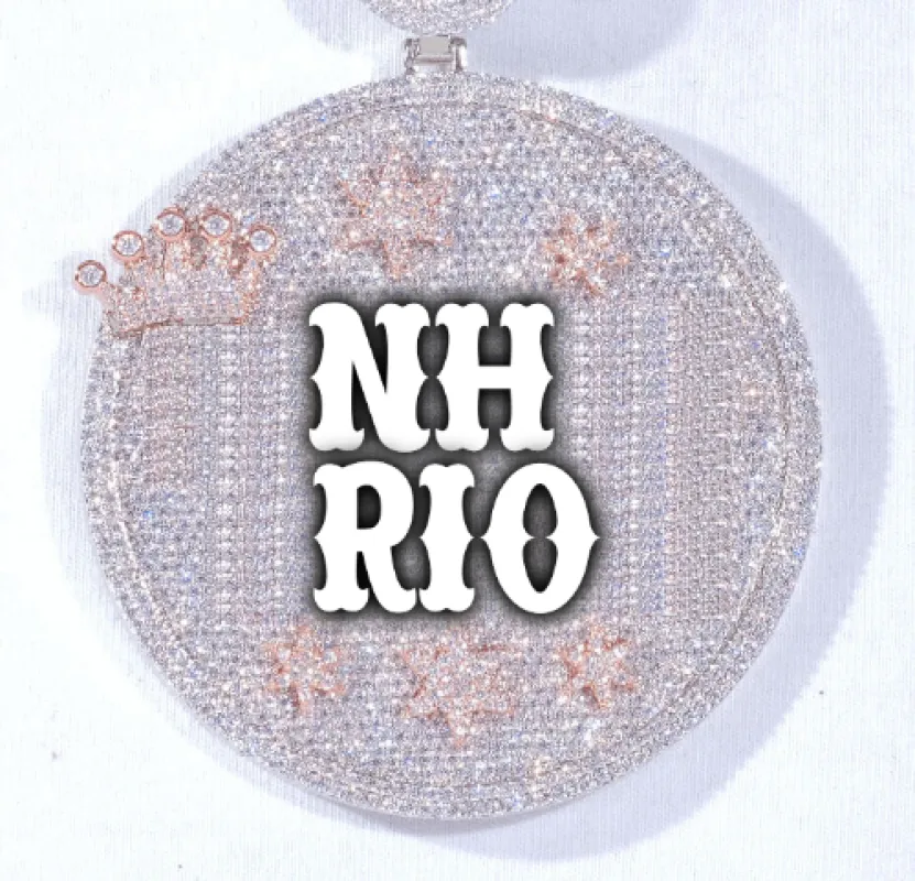 CUSTOM LETTER NECKLACE 3D BIG CROWN DISC sold by The GUU Shop