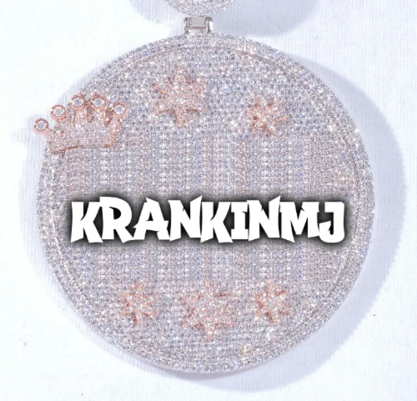 CUSTOM LETTER NECKLACE 3D BIG CROWN DISC sold by The GUU Shop