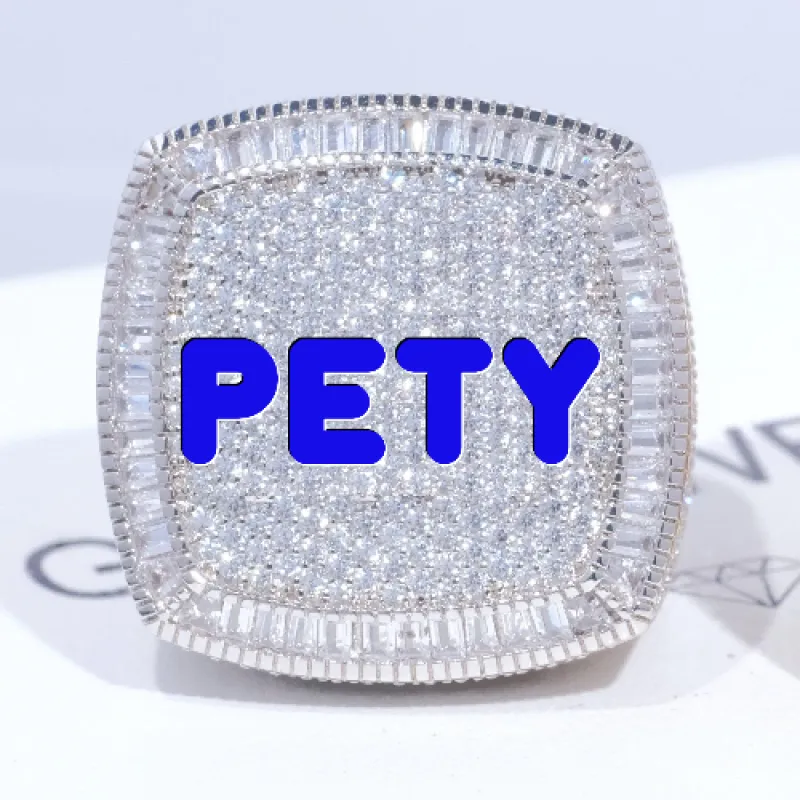 CUSTOM LETTER 3D ICED RING sold by The GUU Shop