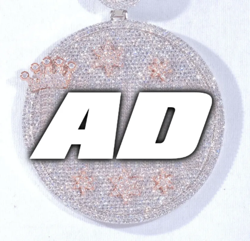 CUSTOM LETTER NECKLACE 3D BIG CROWN DISC sold by The GUU Shop