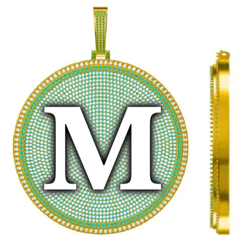 CUSTOM LETTER NECKLACE 3D BIG DISC sold by The GUU Shop