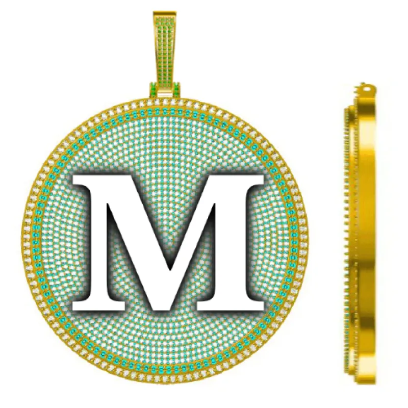 CUSTOM LETTER NECKLACE 3D BIG DISC sold by The GUU Shop