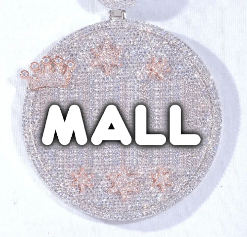 CUSTOM LETTER NECKLACE 3D BIG CROWN DISC sold by The GUU Shop