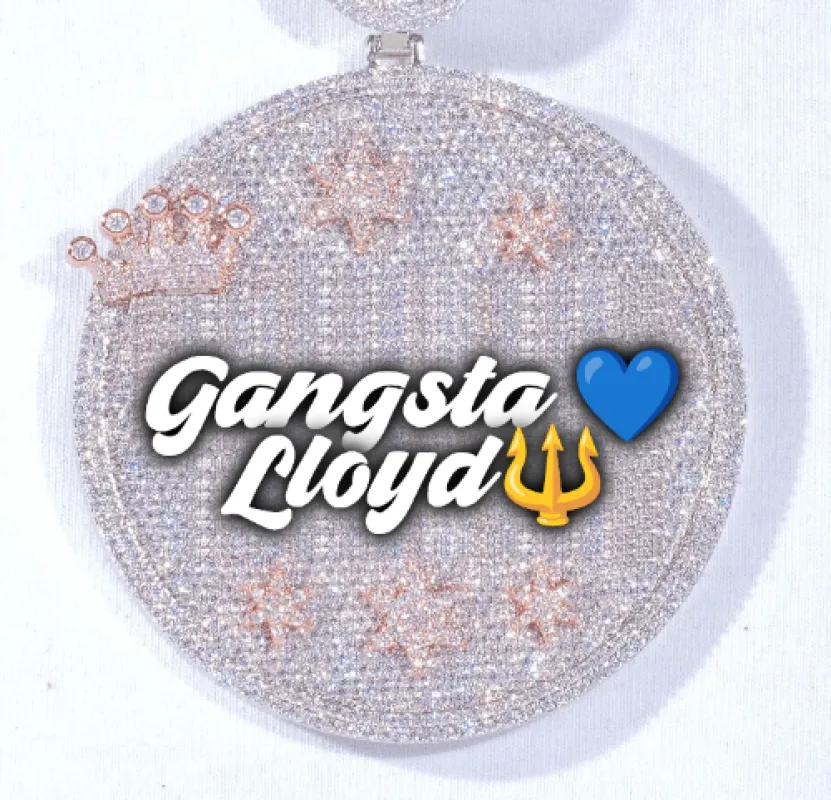 CUSTOM LETTER NECKLACE 3D BIG CROWN DISC sold by The GUU Shop