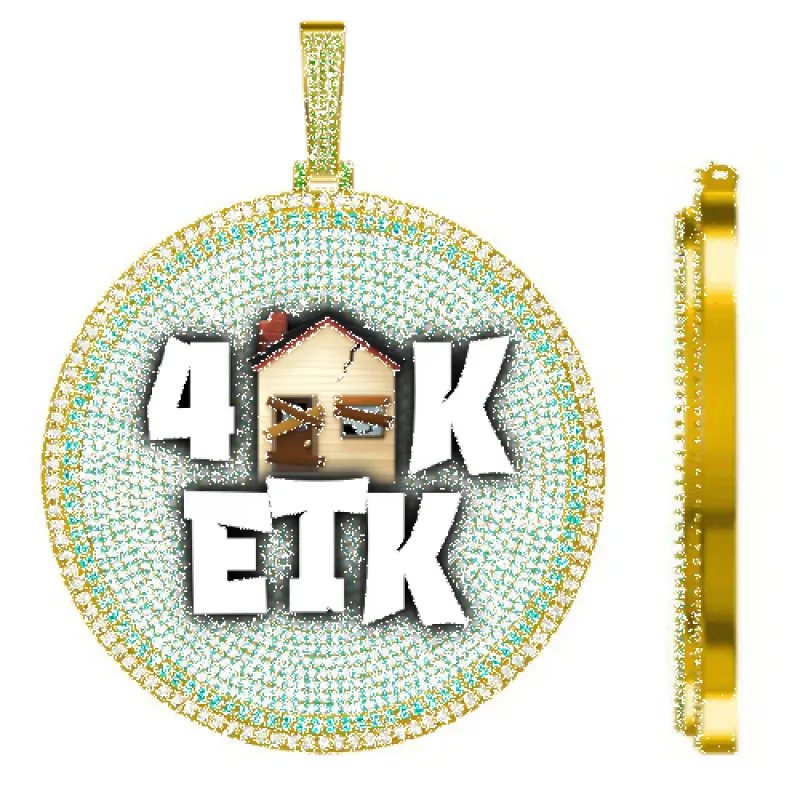 CUSTOM LETTER NECKLACE 3D BIG DISC sold by The GUU Shop