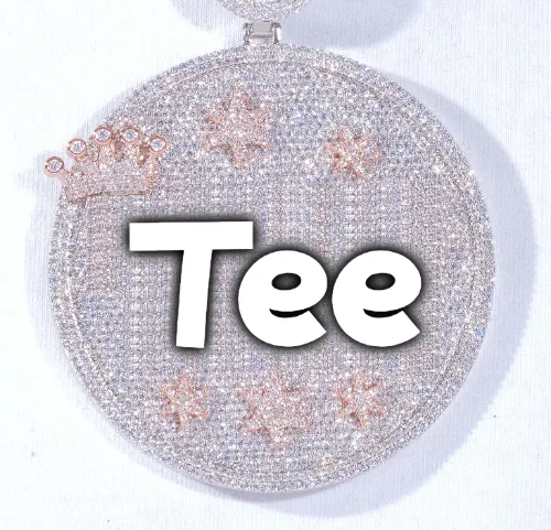 CUSTOM LETTER NECKLACE 3D BIG CROWN DISC sold by The GUU Shop